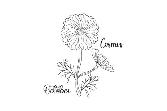 Birth Month Flowers - October Embroidery Design