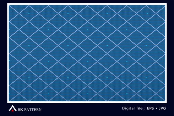 Blue Knitted Pattern Vector for Embroidery