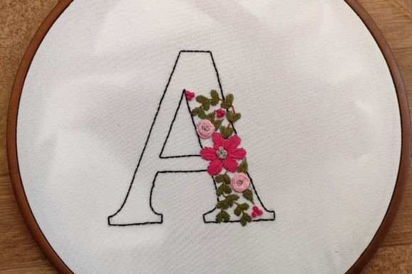 Letter a Embroidery Flowers Review for Apparel Design